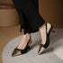 Two Tone Pointy Toe Sling kitten Heels